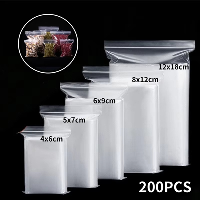 Food Z - 100pcs Kantong Plastik Transparan dengan Ritsleting